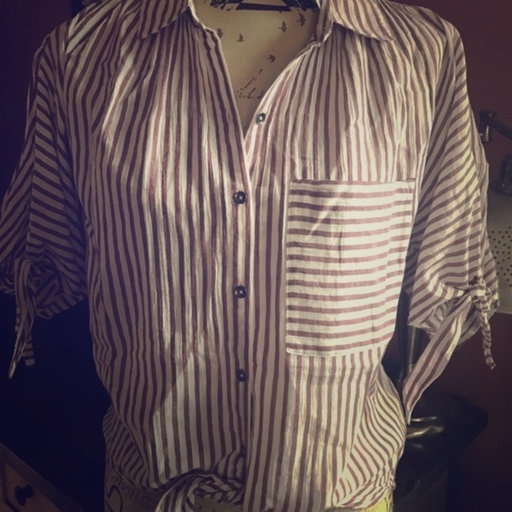 William Rast Cold Shoulder Tie Front Top XS S M
